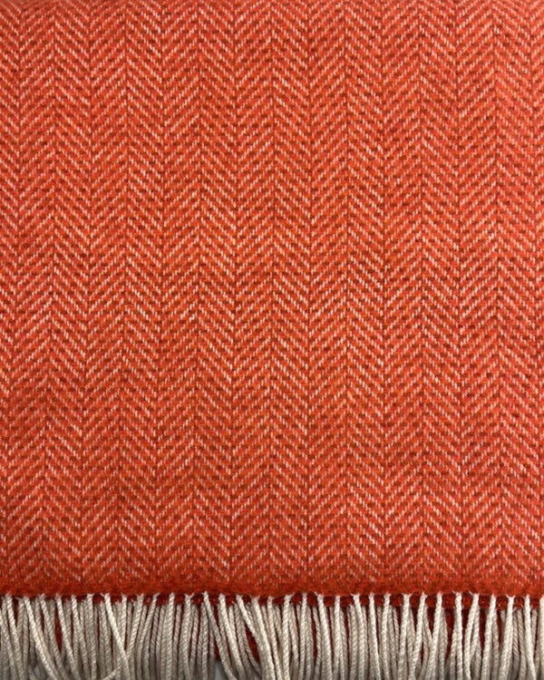 Couverture en laine mérinos et cachemire – orange et bronze à chevrons - John Hanly